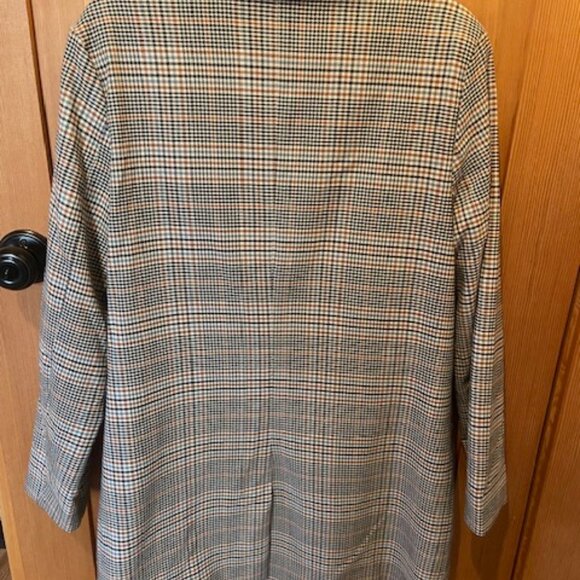 Steve Madden Longline Plaid Blazer Size L Tan Blue and Black - Picture 2 of 4